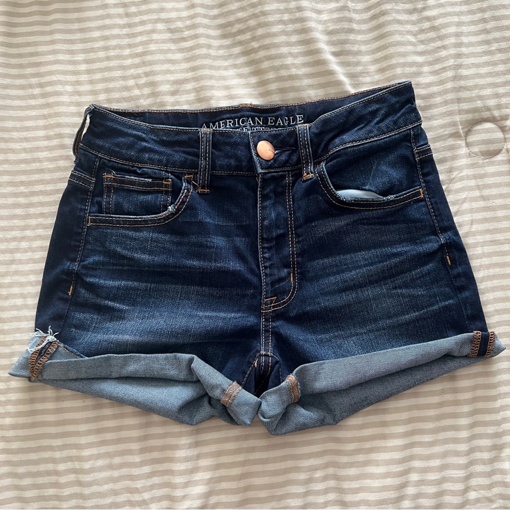American Eagle Outfitters Women's Dark Blue Denim Shorts